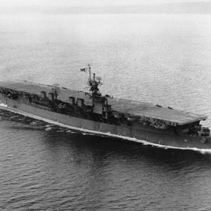 USS Princeton (CVL 23) underway in Puget Sound on 3 January 1944 (NH 95651)