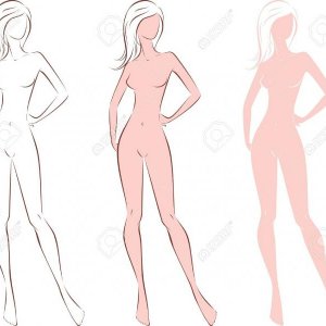 19087547 illustration of women s fashion silhouette three options