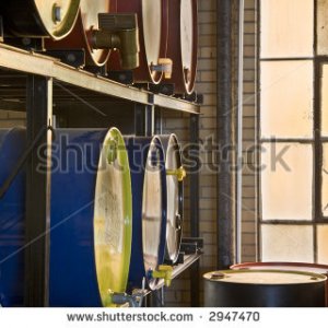 stock photo storage rack with oil drums at an old oil plant hdr image 2947470