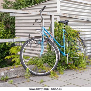 regensburg bavaria germany june 17 2016 one parked and overgrown bicycle gckxt4