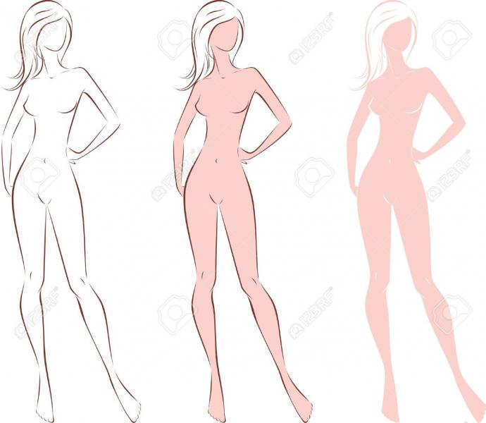 19087547 illustration of women s fashion silhouette three options