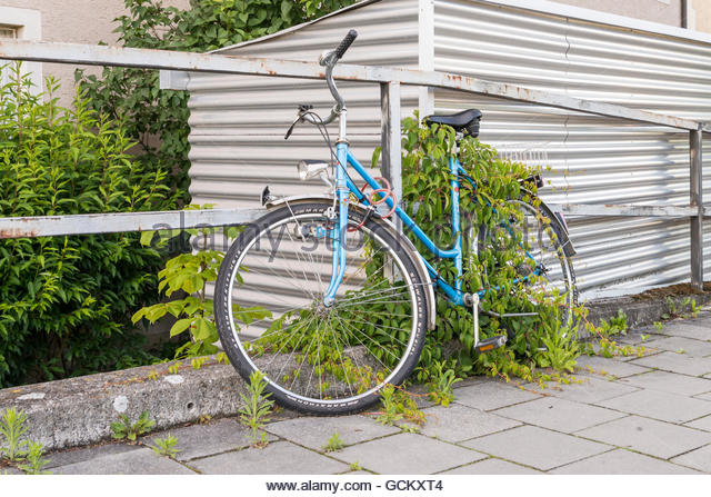 regensburg bavaria germany june 17 2016 one parked and overgrown bicycle gckxt4