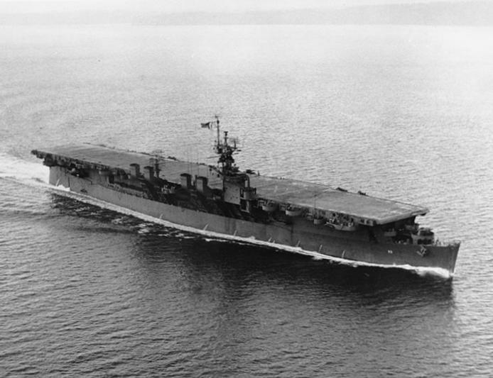 USS Princeton (CVL 23) underway in Puget Sound on 3 January 1944 (NH 95651)